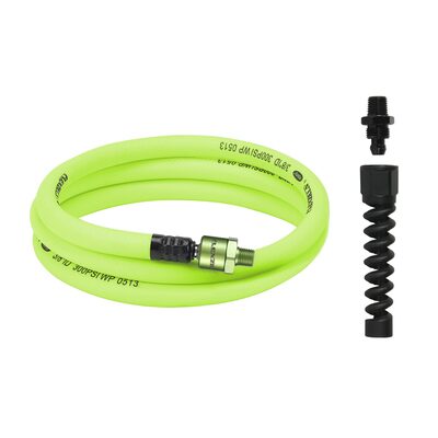 Legacy Manufacturing Flexzilla Pro Custom Length Whip Hose, 3/8" x 6', 1/4 " MNPT High Flow Ball Swivel, 1/4" MNPT Reusable Fitting