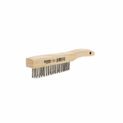 Lincoln Electric 9 in. Long Wooden Handled Stainless Steel Welding Wire Brush (.8 in. x 4.9 in. Bristle Area 4 x 16 Row)