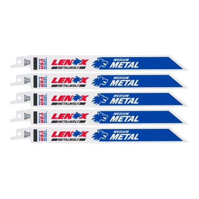Lenox Tools 8 Inch x 18T Metal-Cutting Bimetal Reciprocating Saw Blades - 5 Blades