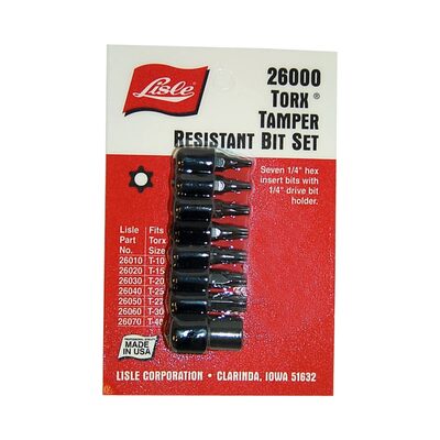 Lisle TORX TAMPERPROOF BIT SET 8 PC.1/4IN.DR HOLDER