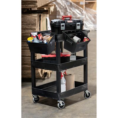 Luxor 24 x 18 Plastic Utility Tub Cart w/ Two Bins