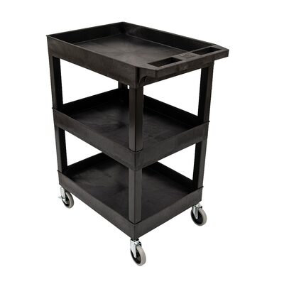 Luxor Plastic Utility Cart w/ HD Casters, 24" x 18", Black