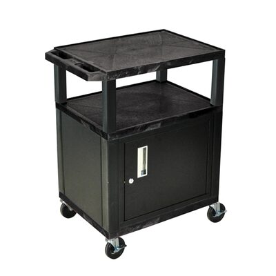 Luxor 34 A/V Cart 3 Shelves, Cab Black Legs