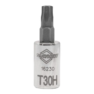 Mayhew Mayhew T30H Tamper Torx&reg; Short Insert Socket Bit, 1/4-Inch Drive