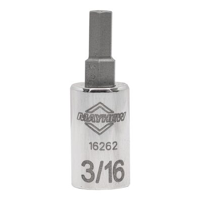 Mayhew Mayhew 3/16-Inch SAE Hex Short Insert Socket Bit, 1/4-Inch Drive