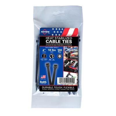 Mayhew 4" 18 lbs Heat Stabilized Cable Ties 100/Bag