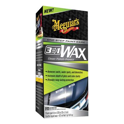Meguiars G191016 3-in-1 Wax, 16 oz Bottle, Gloss Shine, Off-White, Liquid