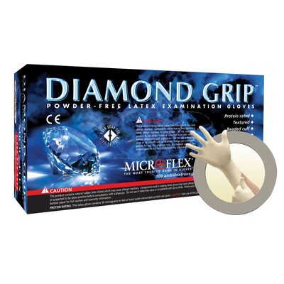 Microflex Diamond Grip MF-300 PF Latex Gloves Medium - 100 Pack