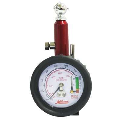 Milton Industries Tire Gauge with Tire Tread Depth Gauge 0