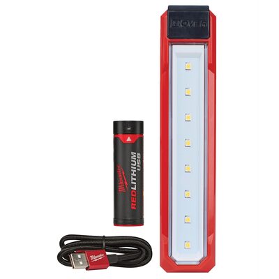 Milwaukee Tool REDLITHIUM USB ROVER 445 Lumen Pocket Flood Light with battery and USB Cable