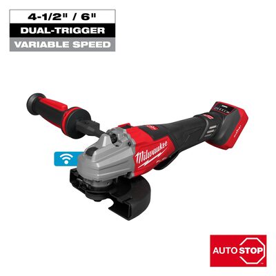 Milwaukee Tool M18 FUEL 4 1/2 Inch - 6 Inch Dual Trigger Braking Grinder, Paddle Switch w/ ONE KEY