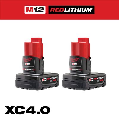 Milwaukee Tool M12 REDLITHIUM XC4.0 Battery - Two Pack