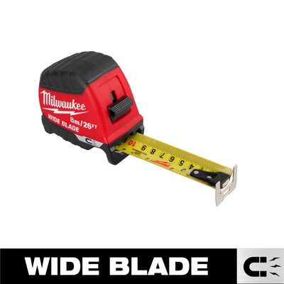 Milwaukee Tool 8m/26ft Wide Blade Magnetic Tape Measure