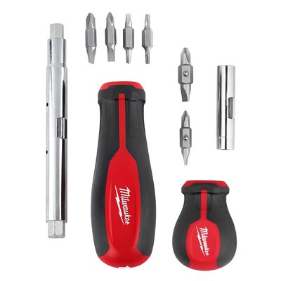 Milwaukee Tool 2pc 11-in-1 Multi-Bit Screwdriver and 6-IN-1 Stubby Multi-Bit Screwdriver Set