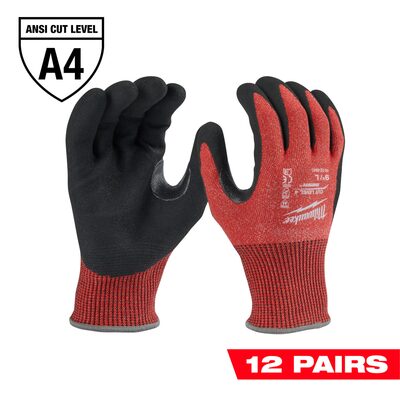 Milwaukee Tool 12 Pair Cut Level 4 Coated Nitrile Dipped Gloves - L