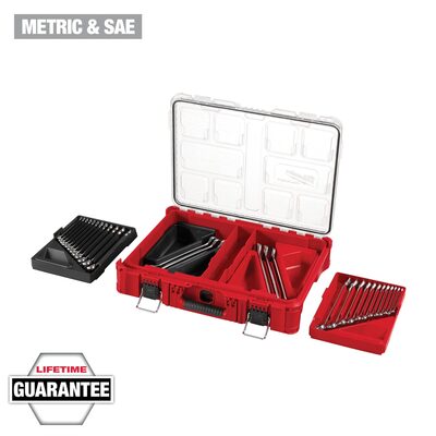 Milwaukee Tool 30pc Metric & SAE Combination Wrench Set with PACKOUT&trade; Organizer