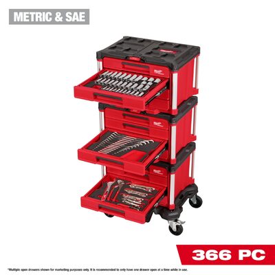 Milwaukee Tool 366 Piece Master Mechanics Hand Tool Set with PACKOUT Drawers and Dolly