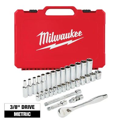 Milwaukee Tool 3/8" Drive 32pc Ratchet & Socket Set - Metric