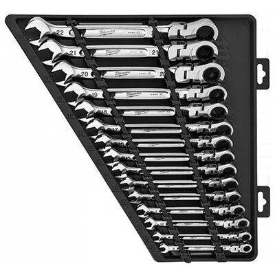 Milwaukee Tool 15pc Metric Flex Head Ratcheting Combination Wrench