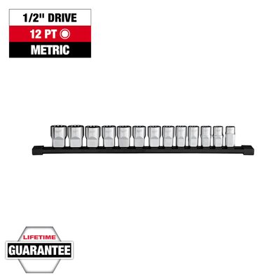 Milwaukee Tool 13pc 1/2 inch Drive 12-Point Metric Socket Set
