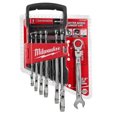 Milwaukee Tool 7pc Metric Flex Head Ratcheting Combination Wrench
