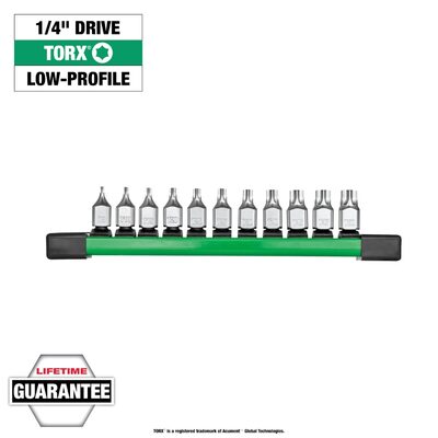 Milwaukee Tool 1/4 Inch Drive Low-Profile TORX Bit Socket Set - 11 Piece