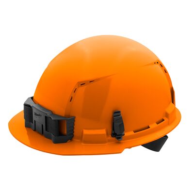 Milwaukee Tool BOLT Orange Front Brim Vented Hard Hat w/4pt Ratcheting Suspension (USA) - Type 1, Class C