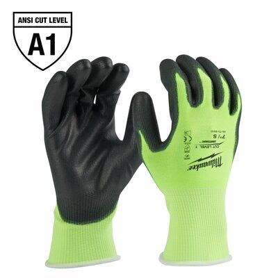 Milwaukee Tool High Visibility Cut Level 1 Polyurethane Dipped Gloves - XL