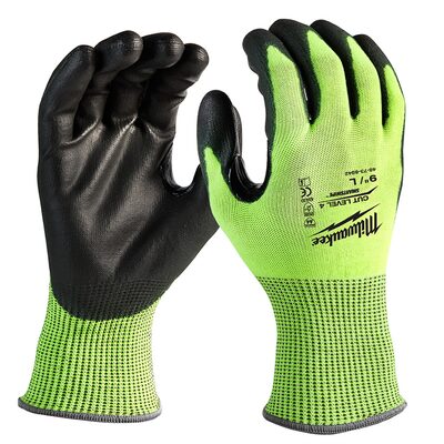 Milwaukee Tool 12 Pk Hi-Vis Cut Lvl 4 Poly Dip-L