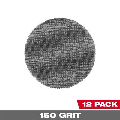 Milwaukee Tool 3 Inch 150 Grit Mesh Sanding Discs with POWERGRID Tear Resistant Mesh &hyphen; (12 PK) + Pad Saver