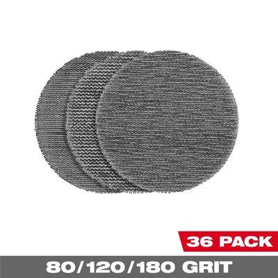 Milwaukee Tool 3 Inch Assorted 80, 120, 180 Grit Mesh Sanding Discs with POWERGRID Tear Resistant Mesh &hyphen; (36 PK) + 3 Pad Savers