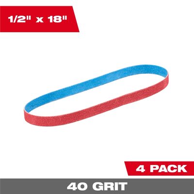 Milwaukee Tool 1/2 Inch x 18 Inch 40 Grit Bandfile Belts &hyphen; 4 pack
