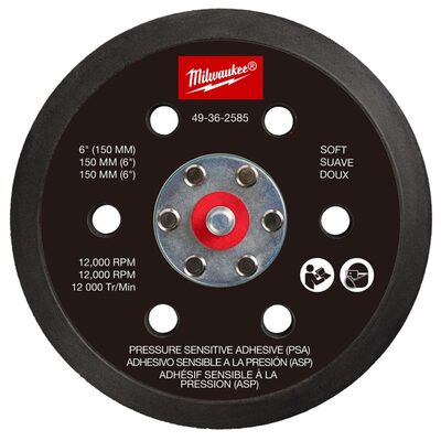Milwaukee Tool 6 Inch Pressure Sensitive Adhesive Sander Backing Pad - Soft