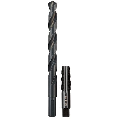 Milwaukee Tool 1/4"-18 NPT Straight Flute Plug Tap & 7/16" Drill Bit