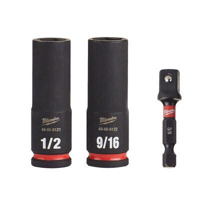 Milwaukee Tool 3PC SHOCKWAVE Impact Duty  3/8" Drive SAE Deep 6 Point Socket Set