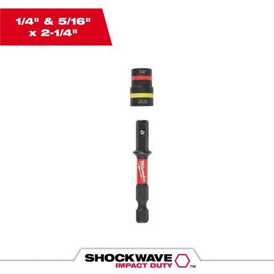 Milwaukee Tool SHOCKWAVE Impact Duty 1/4 Inch and 5/16 Inch x 2-1/4 Inch QUIK-CLEAR 2-in-1 Magnetic Nut Driver Bulk 25