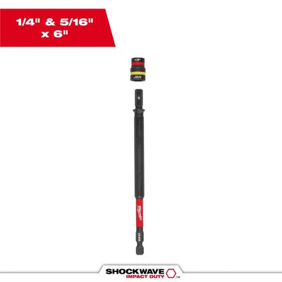 Milwaukee Tool SHOCKWAVE Impact Duty 1/4 Inch and 5/16 Inch x 6 Inch QUIK-CLEAR 2-in-1 Magnetic Nut Driver