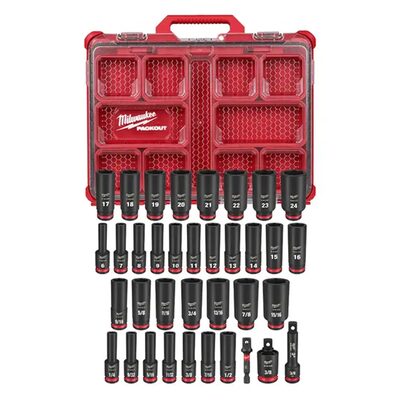 Milwaukee Tool SHOCKWAVE Impact Duty Socket 3/8&rdquo; Dr 36PC PACKOUT Set