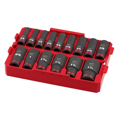 Milwaukee Tool SHOCKWAVE Impact Duty Socket 1/2&rdquo; Dr 15PC SAE TRAY Set