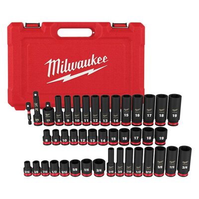 Milwaukee Tool 43PC SHOCKWAVE Impact Duty 3/8" Drive SAE & Metric Deep 6 Point Socket Set