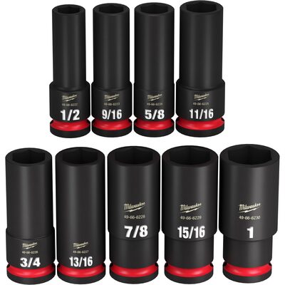 Milwaukee Tool 9PC SHOCKWAVE Impact Duty  1/2" Drive SAE Deep 6 Point Socket Set