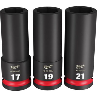 Milwaukee Tool 3PC SHOCKWAVE Impact Duty  1/2" Drive Metric Deep 6 Point Socket Set