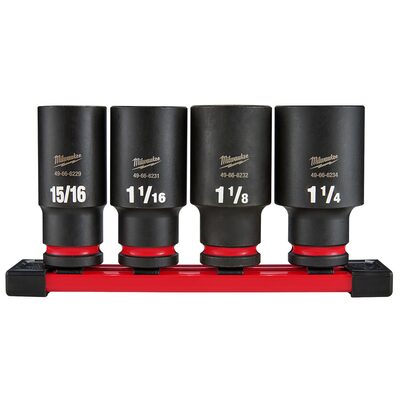 Milwaukee Tool 4Piece SHOCKWAVE Impact Duty  1/2 Inch Drive SAE Deep 6 Point Socket Set