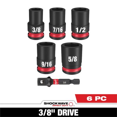 Milwaukee Tool 6PC SHOCKWAVE Impact Duty 3/8" Drive SAE Standard Socket Set