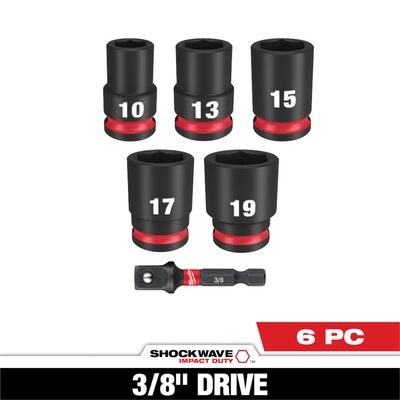 Milwaukee Tool 6PC SHOCKWAVE Impact Duty 3/8" Drive Metric Standard Socket Set