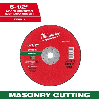 Milwaukee Tool 6-1/2" x 1/8" x 5/8" DKO Masonry Cut Off Wheel -Type 1