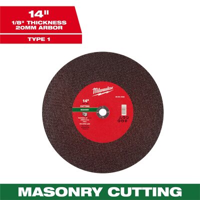 Milwaukee Tool 14" x 1/8" x 1" Masonry Cut Off Wheel -Type 1