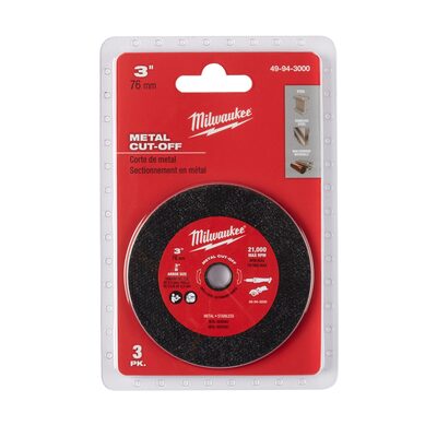 Milwaukee Tool 3-PK, 3" METAL CUT OFF WHEEL MAX 20,000 RPM