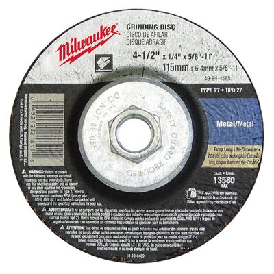 Milwaukee Tool 4-1/2" x 1/4" x 5/8-11" Grinding Wheel (Type 27)