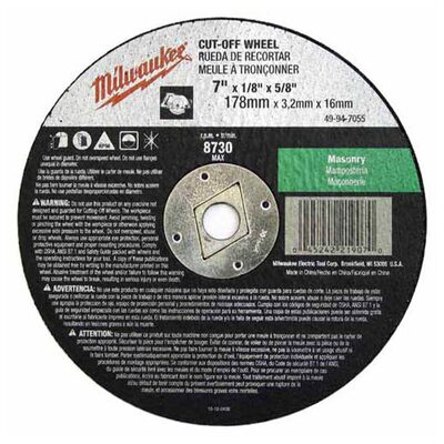 Milwaukee Tool 7" x 1/8" x 5/8" Cut-Off Wheel (Type 1)
